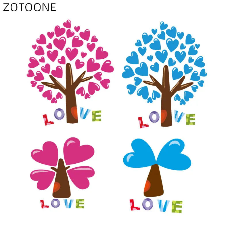 

ZOTOONE Lovers Tree Patches for Clothing Iron on Sticker for Kids Couples DIY Washable Patch Heat Transfers Vinyl Bag Applique D