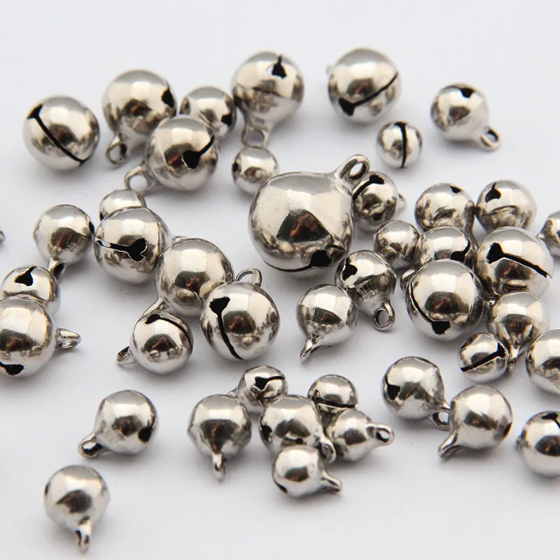 

Wholesale 6mm-20mm Silver Color Copper Loose Beads Small Jingle Bells Merry Xmas Christmas Tree Decoration Ornament