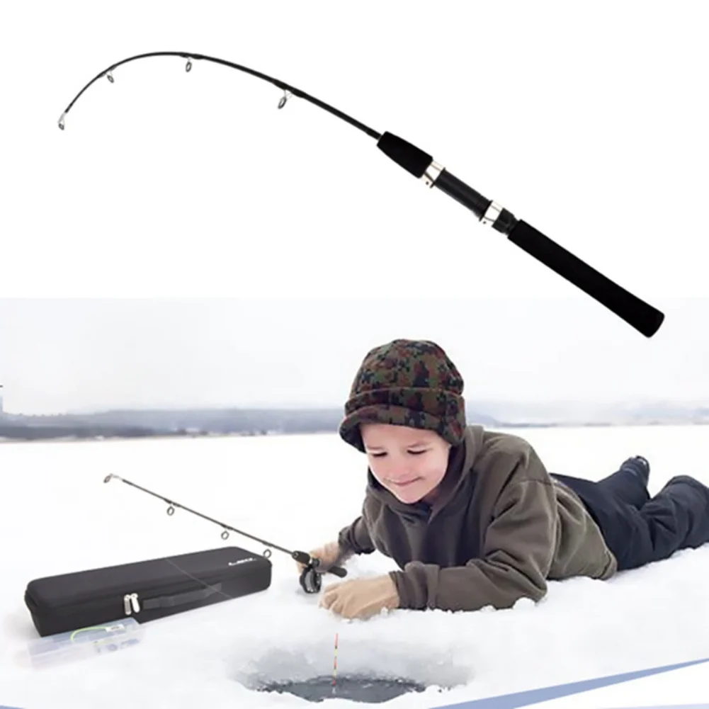 Portable Outdoor Winter Ice Fishing Rod 33cm black styrofoam handle lightweight 