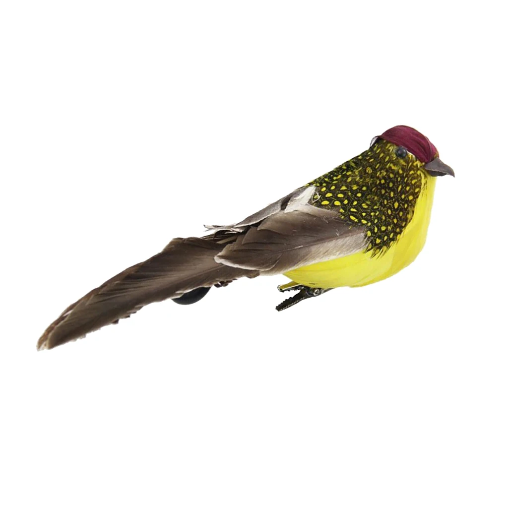 Artificial Feathered Birds Clip On Figurine Animal Statue for Indoor & Outdoor Decor