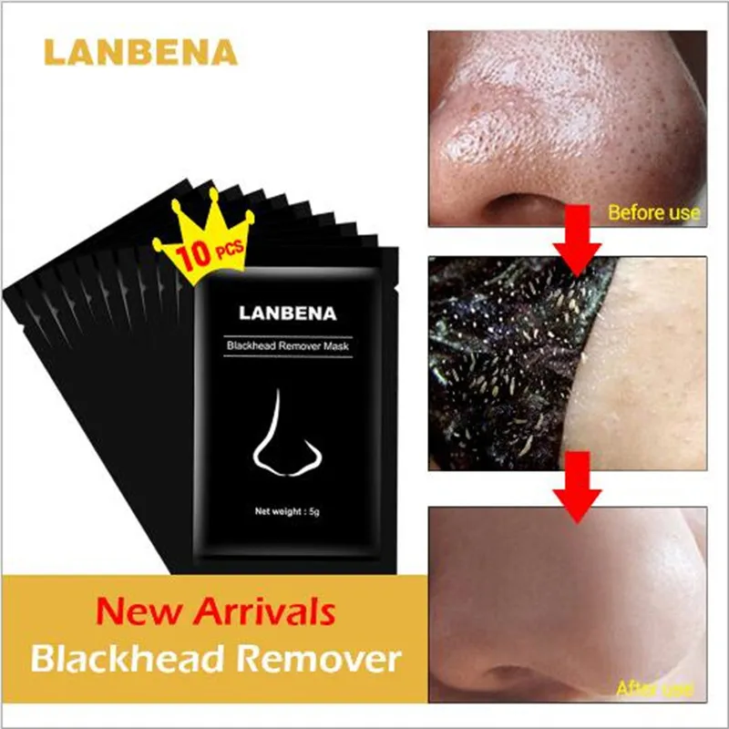 10 pcs black mask LANBENA черная маска для лица, для удаления черных головок, маска для лица, для удаления черных точек и акне, для глубокой очистки, Усадочные поры кожи, уход - Цвет: 10 pcs black mask