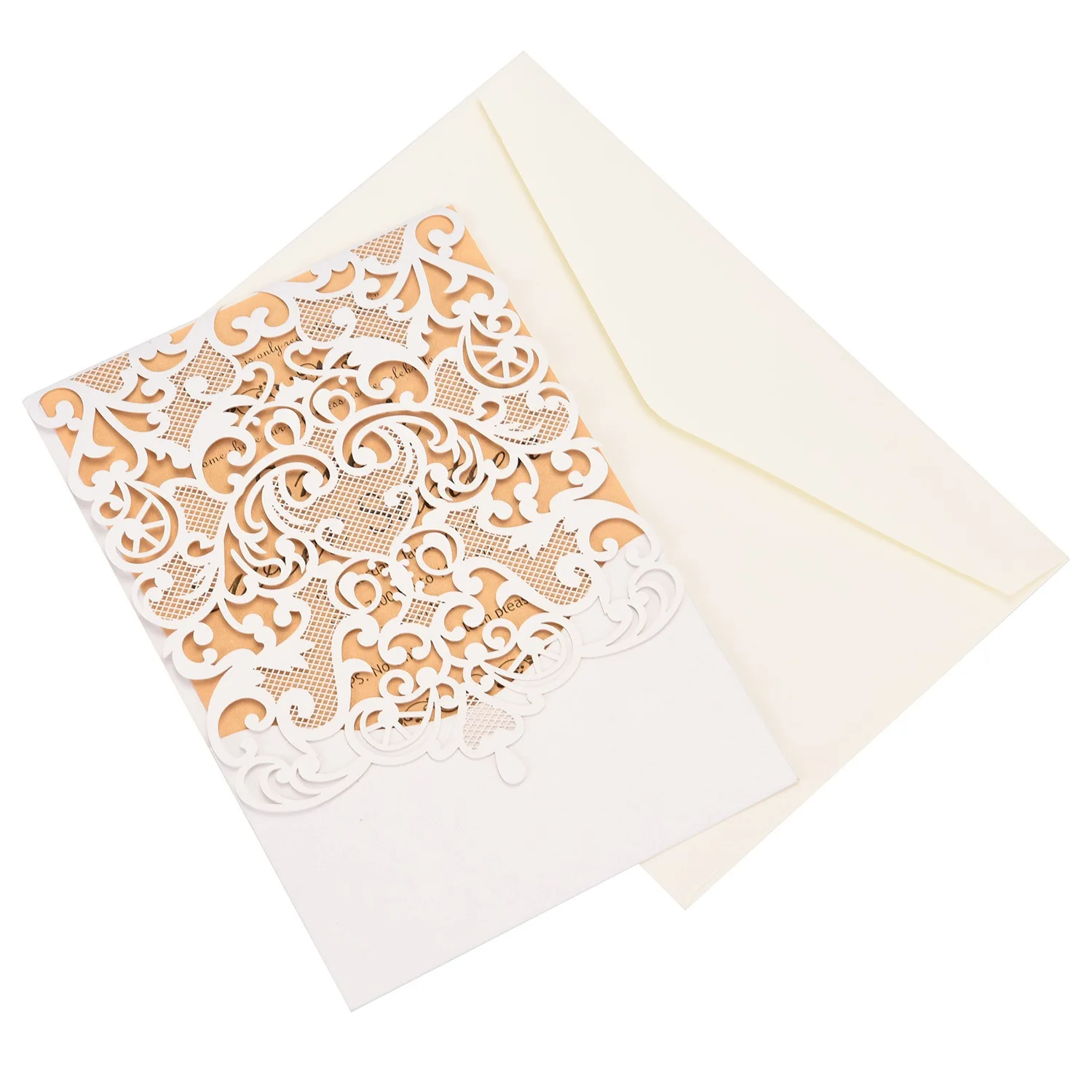  20Pcs Wedding Invitation Cards -Cut Gold Foil and Floral Design Invitation Pockets for Bridal Showe - 4000231975614