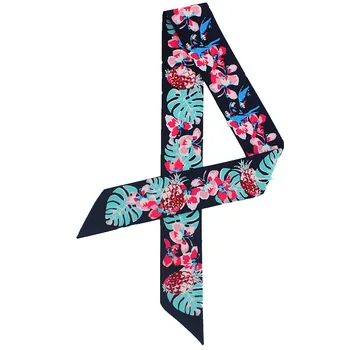 

2020 Flower Print Luxury Bag Strap Scarf Women Silk Scarf Fashion Head Scarf Long Scarves Bag Accessories Ribbon Wholesale