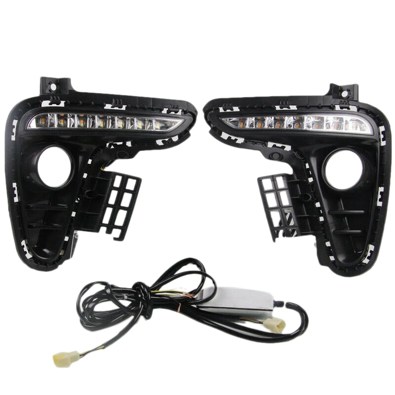 

LED DRL Turn Indicator Signal Daytime Running Fog Lights Fit for KIA K2 RIO 2017-2018