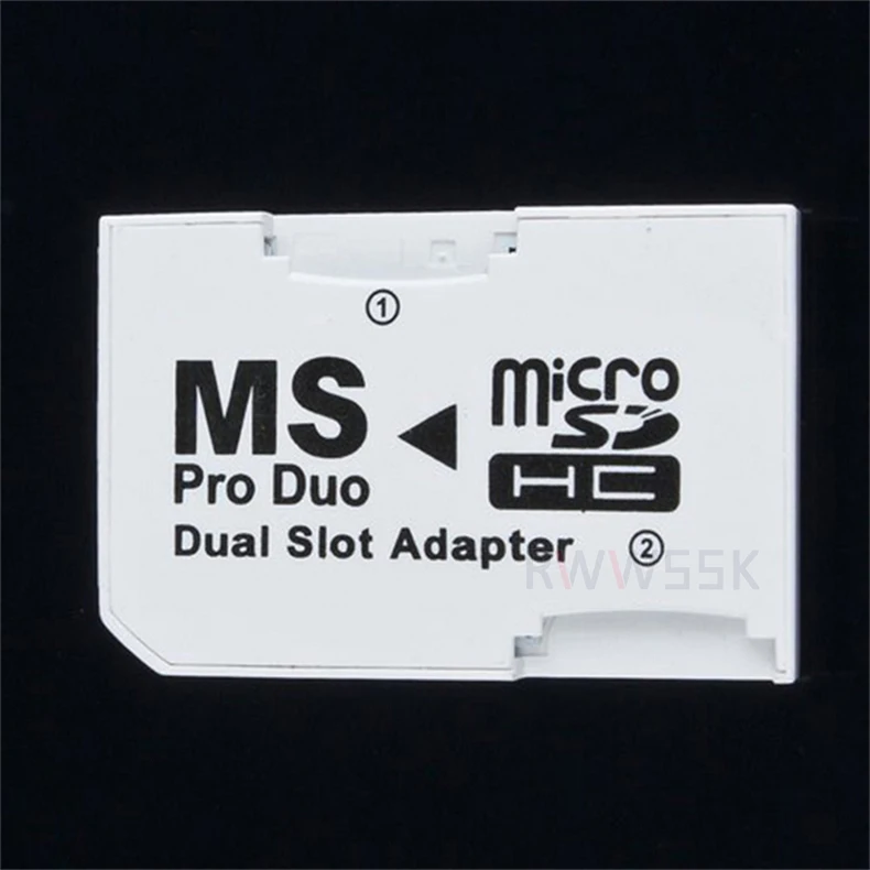 Dual 2 Slot Micro Memory TF To Memory Stick MS Card Pro Duo Adapter up
