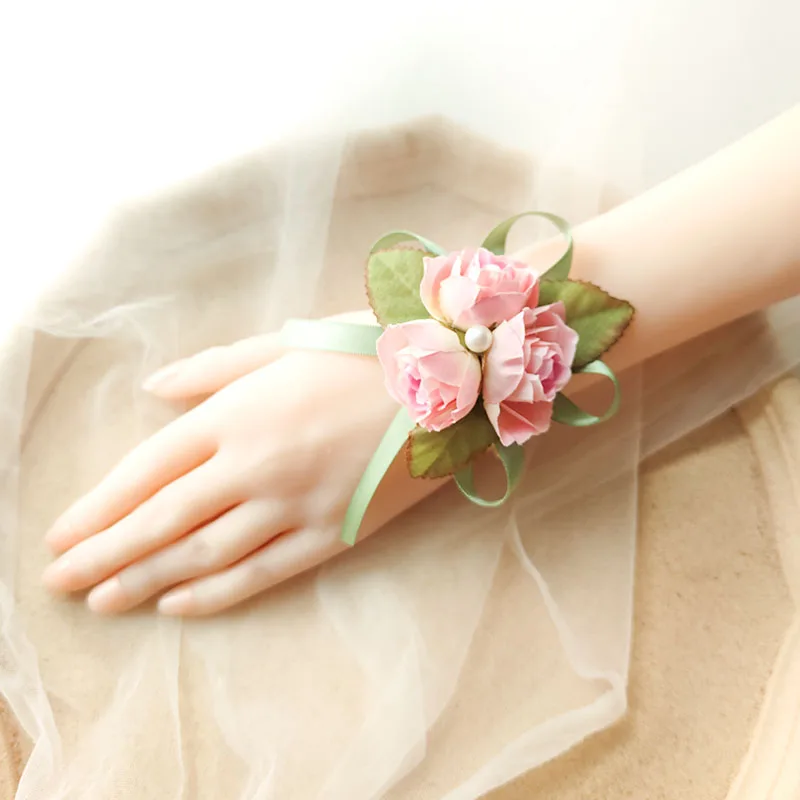 Bracelet De Poignet Fleuri Artificiel Pour Mariage - Dentelle, Fleurs Durables, Pour Mariée, Demoiselles D'honneur, Mères