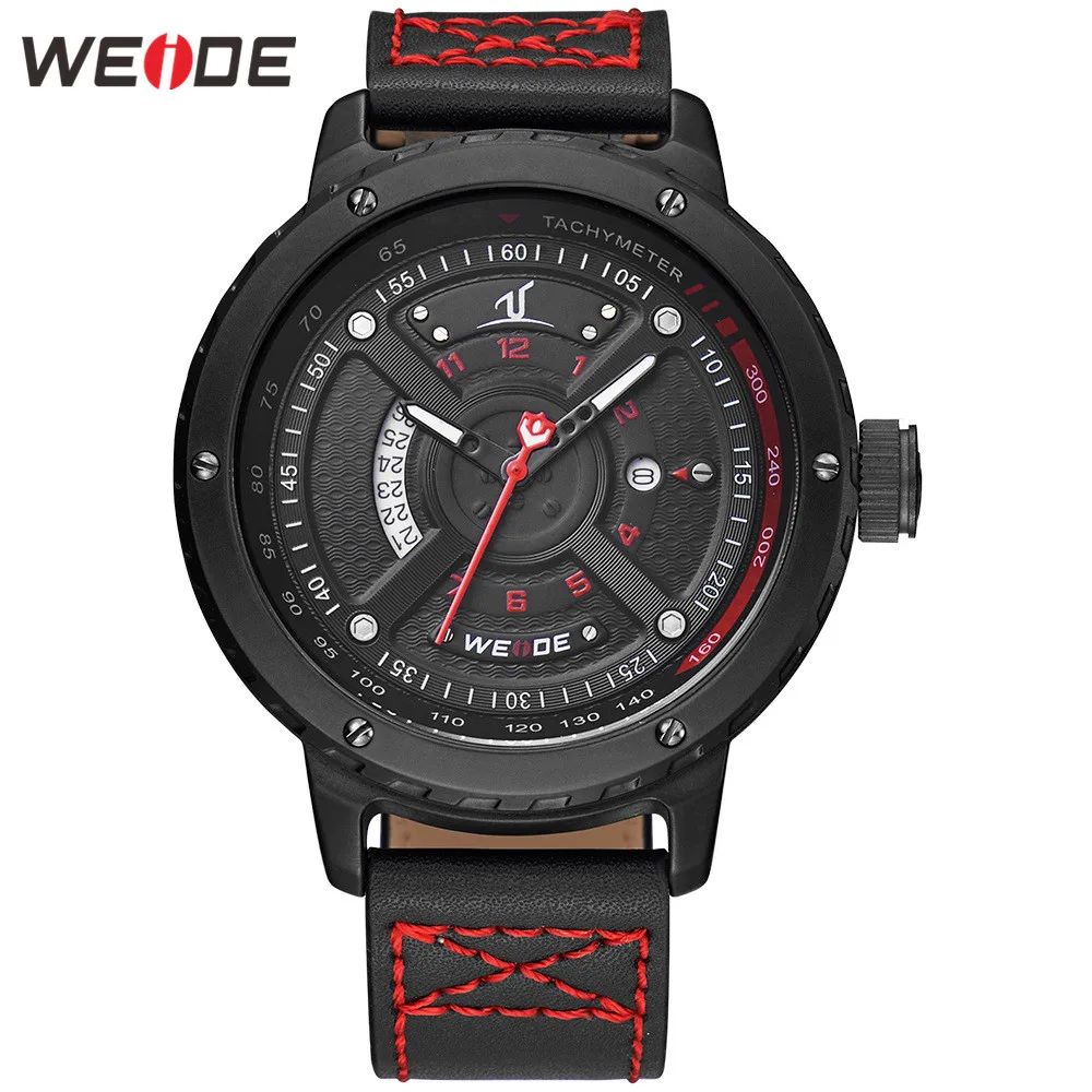 Часы WEIDE мужские повседневные из натуральной кожи кварцевые спортивные