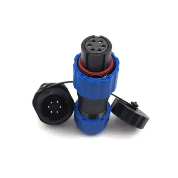 

2set SP13 6 Pin Multipole Female Plug & Rear install Male Socket Panel Mount IP68 waterproof Plastic Connector