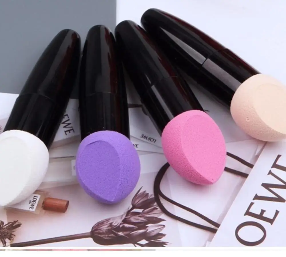 Newdate Non-latex slant cut sponge foundation brush handle handle warhead powder puff beauty tool
