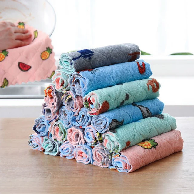 10 Darabos Konyha Szuper Felszívódó Mikroszálas Edényszövet Asztali Edények Háztartás Nyomtatás Mosás Tisztító Törülköző Konyhai Szerszámok Eszköz - Image 3