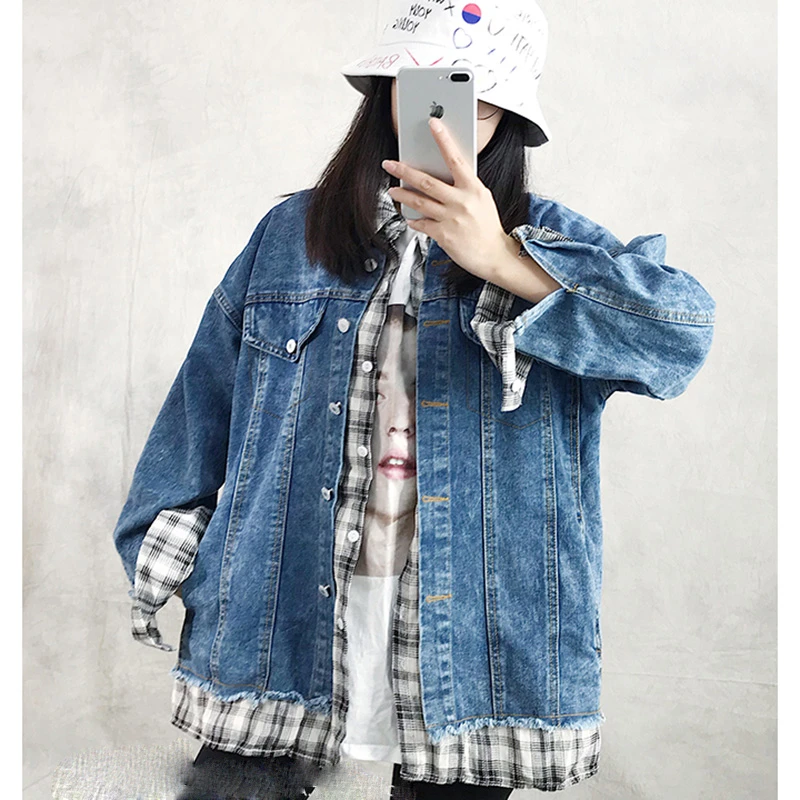 plaid denim jacket womens