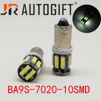 

10PCS BA9S T4W 10 SMD 7014 7020 LED 10SMD Auto interior indicator side market light license led lamp DC12V 24V White Wholesale