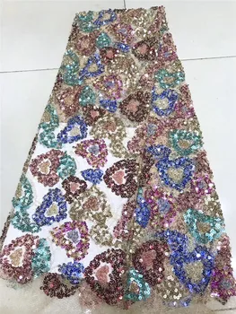 

Pretty sequins material tulle mesh lace fabric H-198616 with good quality for party dress