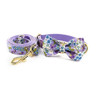 

Personalized Pet Collar and Leash Dog Bow Collar Set Puppy Customized ID Engrave Collar Metal Lock for Small Medium Large Dogs