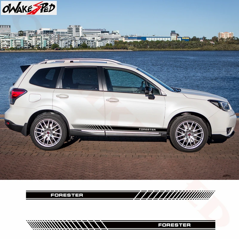 2pcs For Subaru Forester Car Styling Side Skirt Stripes Decor Stickers