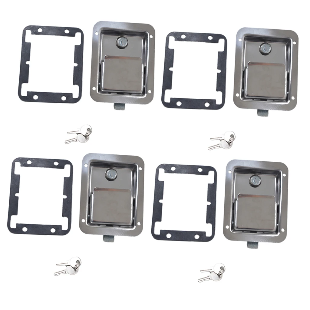 4pcs Yacht RV Stainless Steel Paddle Lock Latch & Key for Tool Box Door