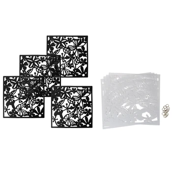 

8 Pcs Fashion Butterfly Bird Flower Hanging Screen Partition Divider Panel Room Curtain Home Decor, 4 Pcs Black & 4 Pcs White