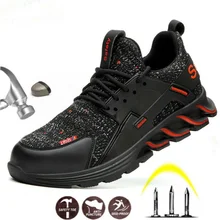 

Men Steel toe cap Work Safety Shoes Anti-puncture Working Sneakers Male Indestructible Work Shoes Men Boots Lightweight Men