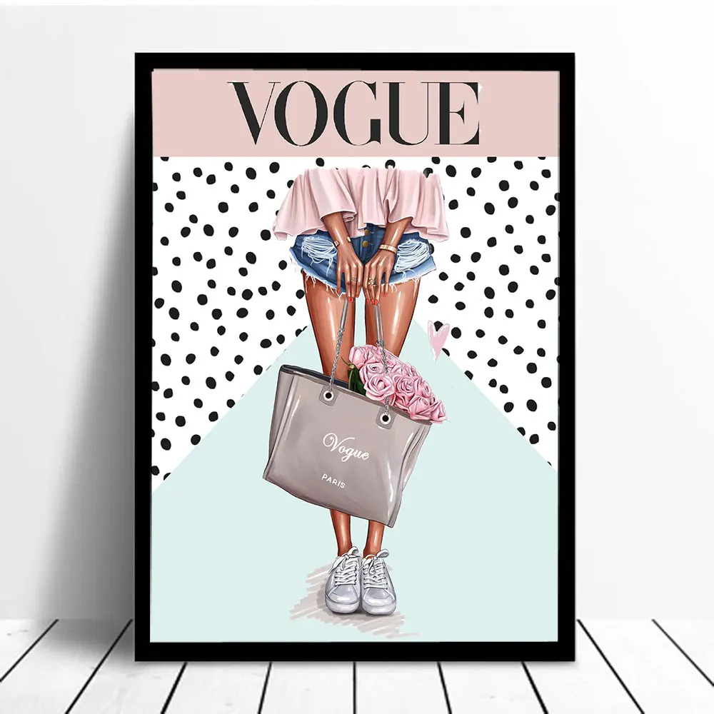 Черно-белые пятна фон Vogue печать на стене иллюстрация настенные украшения для девочек Декор для дома металлическая рамка