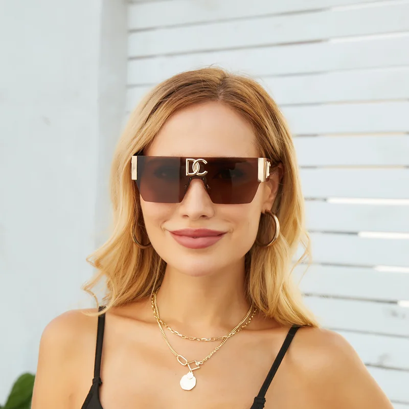Rimless One Piece Square Sunglasses Women Frameless Flat Top Sun Glasses Men Luxury Brand Designer Silver Mirror Shades Eyewear