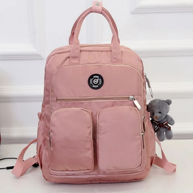 HEFLASHOR Fashion Woman Backpack Waterproof Nylon Soft Handle Solid Multi-pocket Travel Zipper School Bags Dropshipping