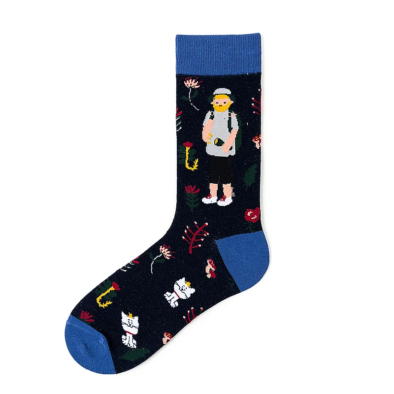 New Happy Mens Socks Women Cartoon Girls Print Combed Cotton Funny Crew Sock Skateboard Cycling Running Wedding Christmas Gifts - Цвет: 05