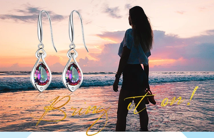 Jewelrypalace из натуральной Радуга Мистик Топаз Длинные висячие серьги падение реальных твердых чистый 925 стерлингового серебра Красивые ювелирные изделия