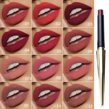 

12 Colors Matte Lipstick Pencil Long Lasting Waterproof Sexy Beauty Golden Bullet Matte Lips Female Lip Makeup Hot Sale