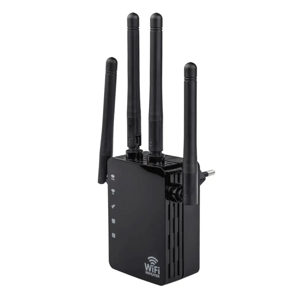 Black EU 1200m Wifi ретранслятор маршрутизатор расширитель двухдиапазонный AP 5G 2,4G беспроводной AC расширитель маршрутизатор усилитель WPS с 4 антеннами с высоким коэффициентом усиления - Цвет: Black EU