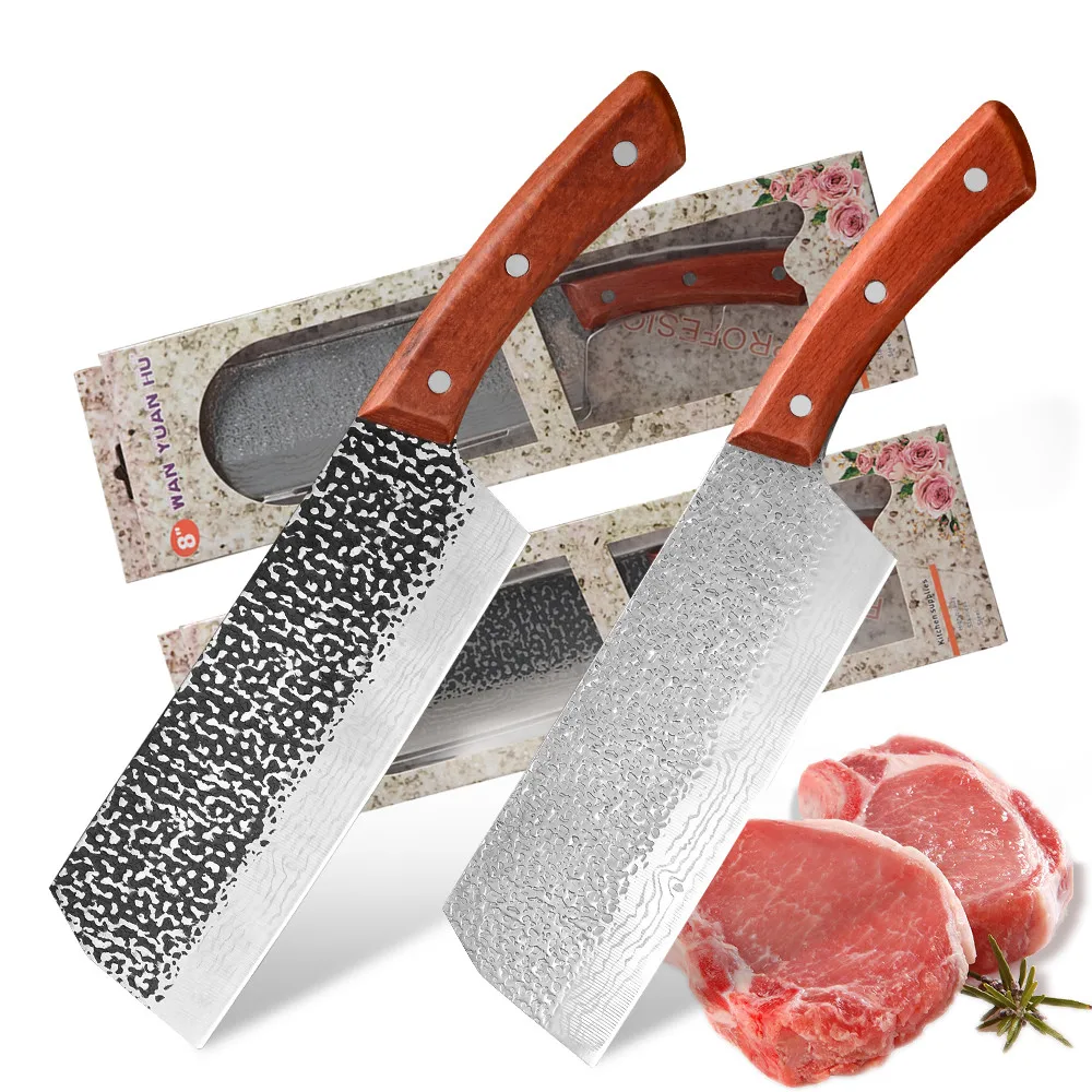 XYj 8 inch Chopping Nakiri Kitchen Knife Forged Handmade Full Tang Camping Outdoor Serbian Cleaver Butcher Gift Box | Дом и сад