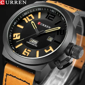 

CURREN Mens Watches Top Brand Luxury Sport Quartz-Watch Leather Strap Clock Men Waterproof Wristwatch relogio masculino