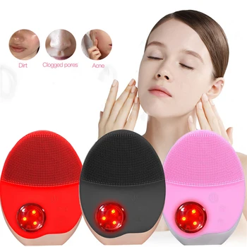 

Facial Deep Pore Cleansing Brush USB/Wireless Charging Ultrasonic Soft SIlicone LED Photon Lights Skin Firming Washing Brush