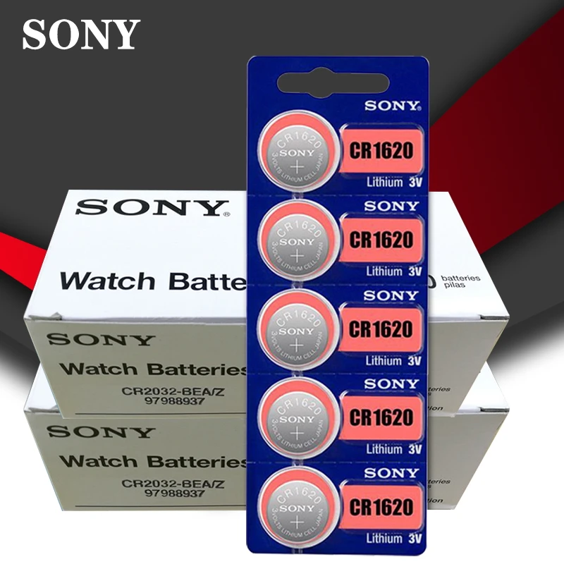 200pc Sony 100 Original CR1620 Button Cell Battery For Watch Car