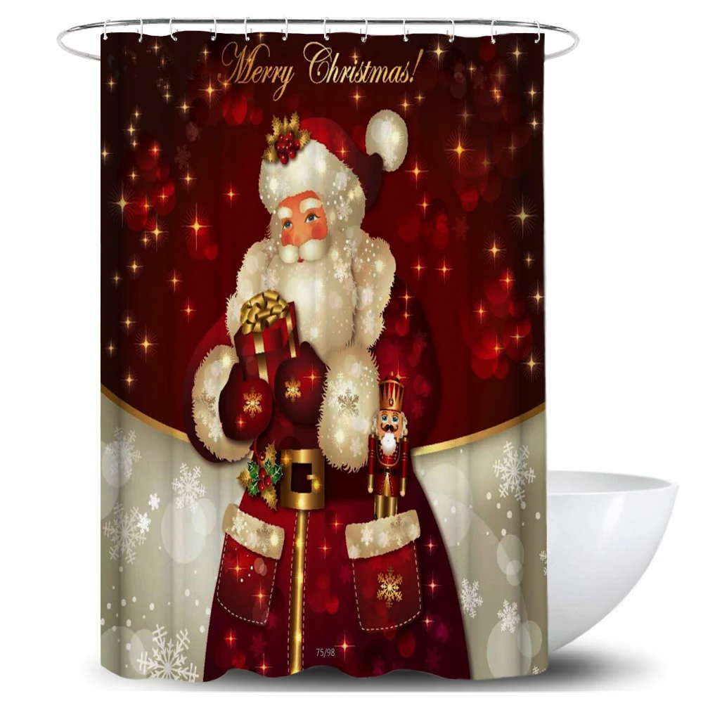 A Shower Curtain Рождественский олень, Санта Клаус, водонепроницаемая занавеска для ванной комнаты, набор s, занавеска для ванной, нескользящий коврик, крышка для унитаза, рождественские коврики - Цвет: A Shower Curtain