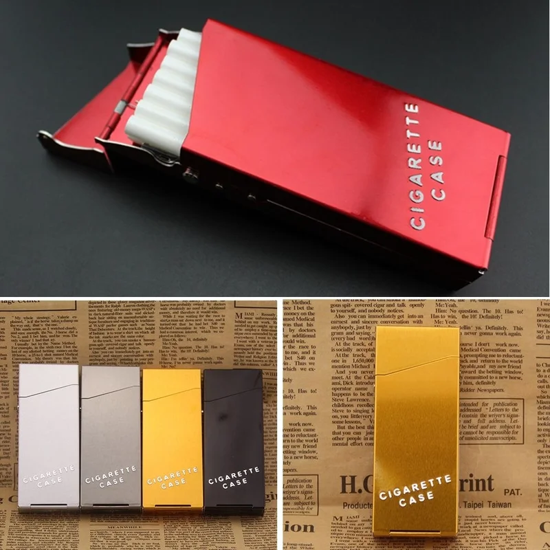 Pitilleras De Metal Y Cuero - Pack De 2 Cajas Para Cigarrillos Delgadas, Elegantes Y Portátiles | Capacidad 20 Unidades