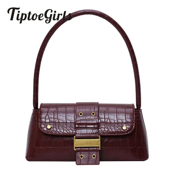 

Long Handle Women Shoulder Bag Stone Pattern Bag for Fashion Girls Bag New Fashion Bag Good Quality Woman Bag Bronzed Buckle Bag