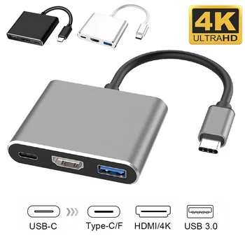 

USB 3.1 Type C to USB-C 4K HDMI USB 3.0 PD Charging Adapter Converter Cable 3 in 1 Multi-port Adapter Hub For MacBook Pro