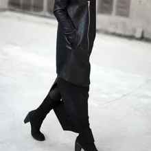 LANMREM/Новинка года; осенне-зимняя юбка с высокой талией и открытой спиной; пикантная открытая юбка из органической кожи; женские брюки; WJ72901L