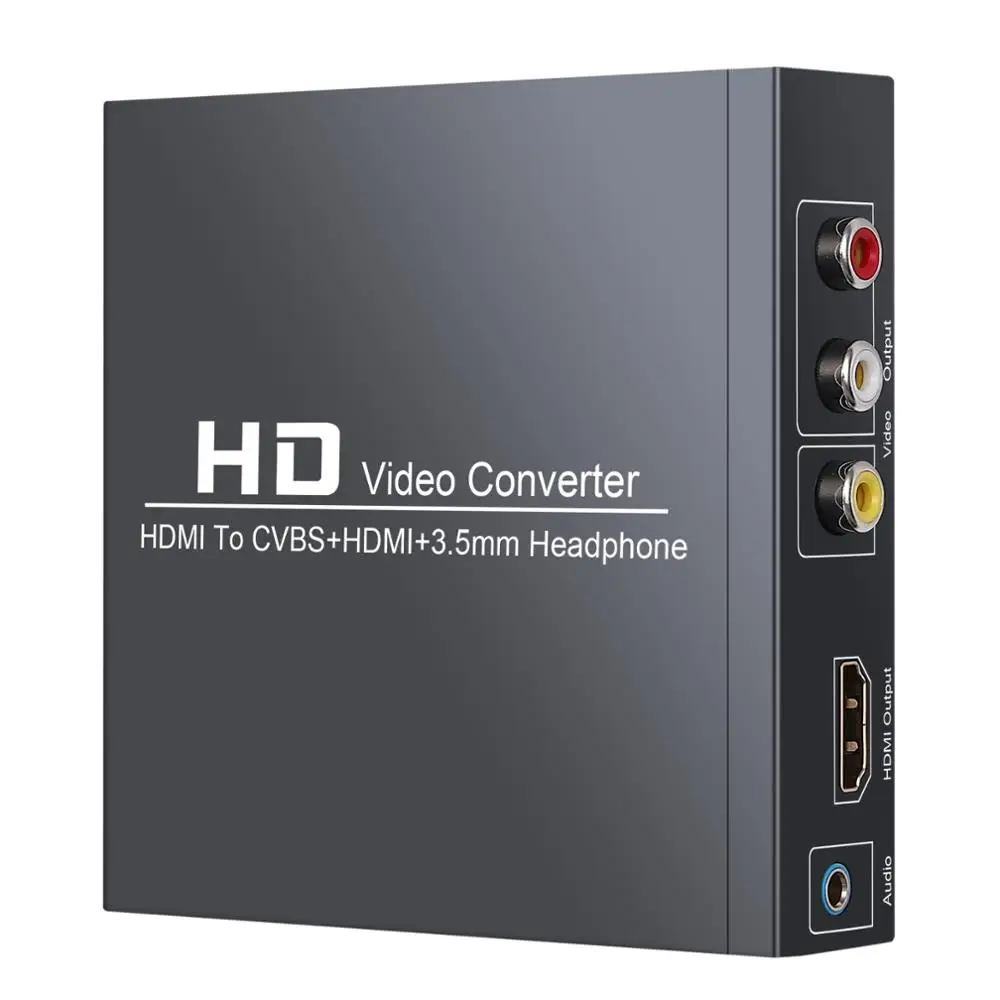 eSYNiC 1080P Converters with 3 5mm Headphone Power Adapter HDMI to RCA HDMI Converter 3RCA CVBS AV Composite Video Audio Adapter