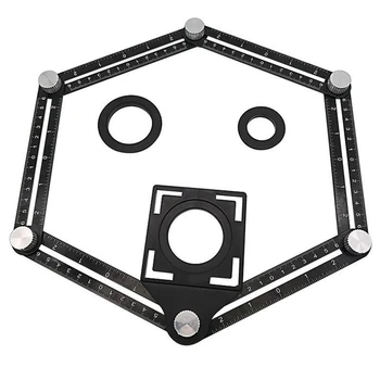 

Aluminum Alloy black Six-Fold Ruler Tile Opening Locator Mud Tile Shop Paste Floor Tile Glass Universal Vision Punching Artifact