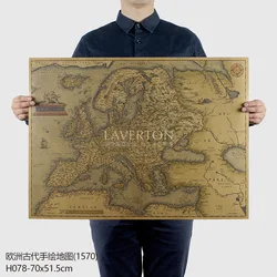 Dessin peint à la main rétro européen ancien, grande taille, 70x1570 cm, affiche de carte, tableau mural, Bar, café, décoration de la maison, Pc001, 51.5 