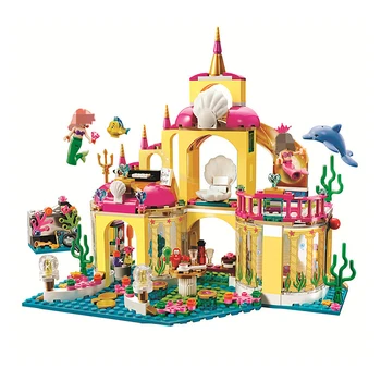 

Princess Castle Building Blocks Mermaid Ariel Undersea Palace Building Bricks Compatible Lepining Friends Girls Toys