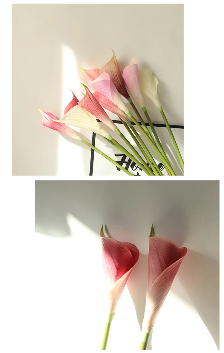 JAROWN PU 인공 꽃 칼라 릴리 무리 가짜 꽃 웨딩 부케 DIY 테이블 홈 웨딩 장식 녹색 식물 Tuin Decoratie (27)