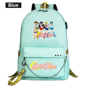 

Anime Sailor Moon Backpack For Teenager Kids Schoolbags Women With USB Charging Chain Bundle Backpack Daily Travel Bags Book Bag