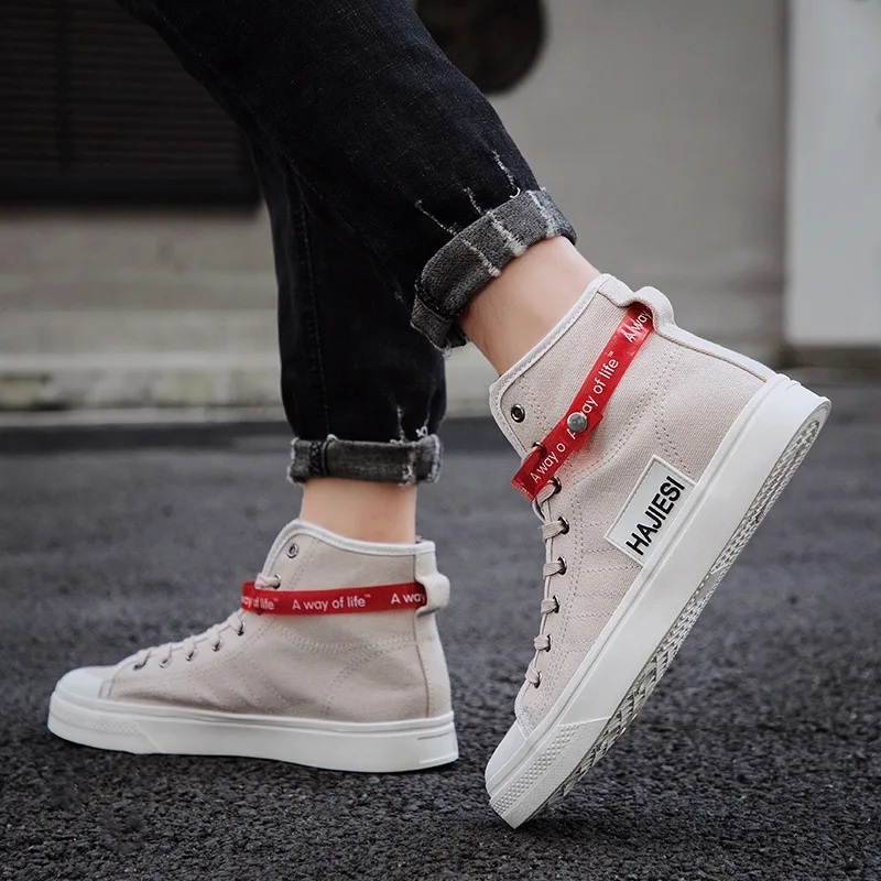 

2019 Spring And Autumn New Hot Selling Classic High Shoes Canvas Skate Shoes Street Solid Color Cold Bonding MEN'S SHOES Casual