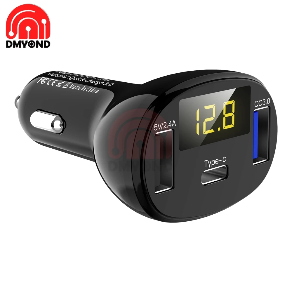

QC3.0 QC Type C PD DC 12V USB Type Multi Volt Voltage Meter Monitor Dual USB Digital Voltmeter Display for Car Fast Chargering