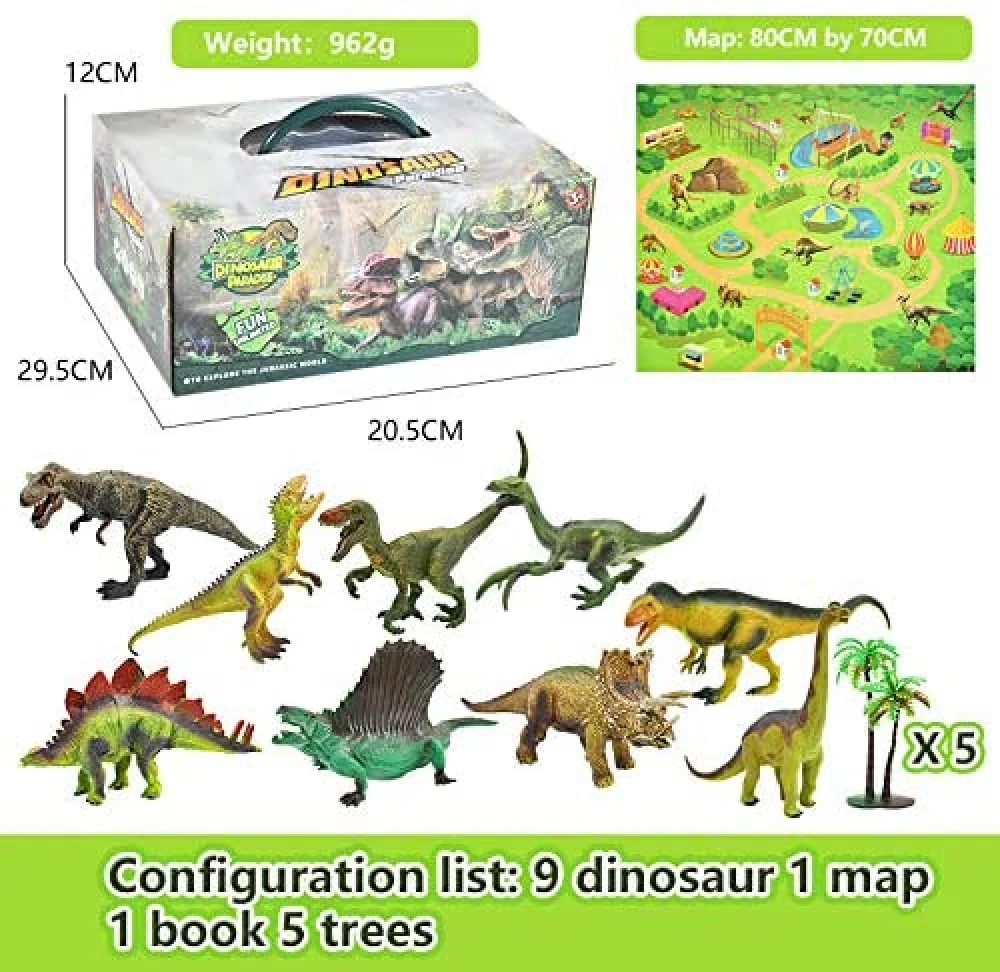 Dinosaurs World 3D Dino Educational Realistic Dinosaur Play Set Activity Play Mat Including T-Rex Triceratops Collection Toy Kid 4
