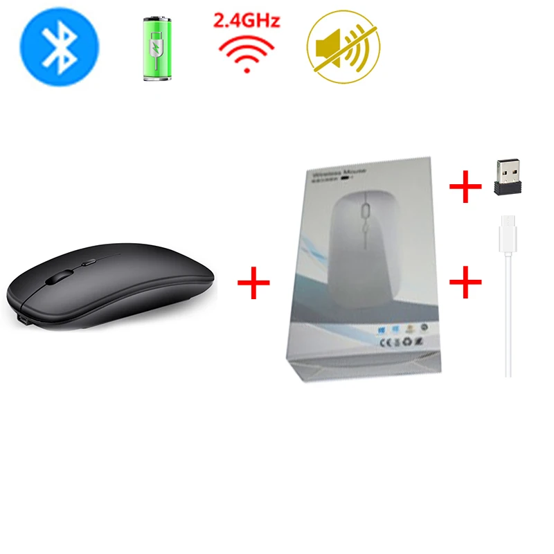 4 Беспроводная мышь, бесшумная USB/Bluetooth мышь, 4,0 компьютерная мышь, перезаряжаемая Встроенная батарея, эргономичная мышь для ПК и ноутбука - Цвет: 4