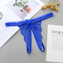 Encaje lazo Mini Teddy Lingeries lencería Sexy de las mujeres de encaje abierto Tanga bragas g-pants Lencería pijamas bragas regalo para los amantes # W0(China)