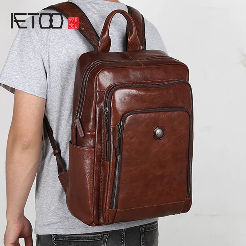 Aetoobritish Retro Lederen Rugzak Mannelijke Plantaardig Gelooid Eerste Laag Koeienhuid Rugzak Grote Capaciteit Eenvoudige Schooltas Co Aetoobritish Retro Lederen Rugzak Mannelijke Plantaardig Gelooid Eerste Laag Koeienhuid Rugzak Grote Capaciteit Eenvoudige Schooltas Co
